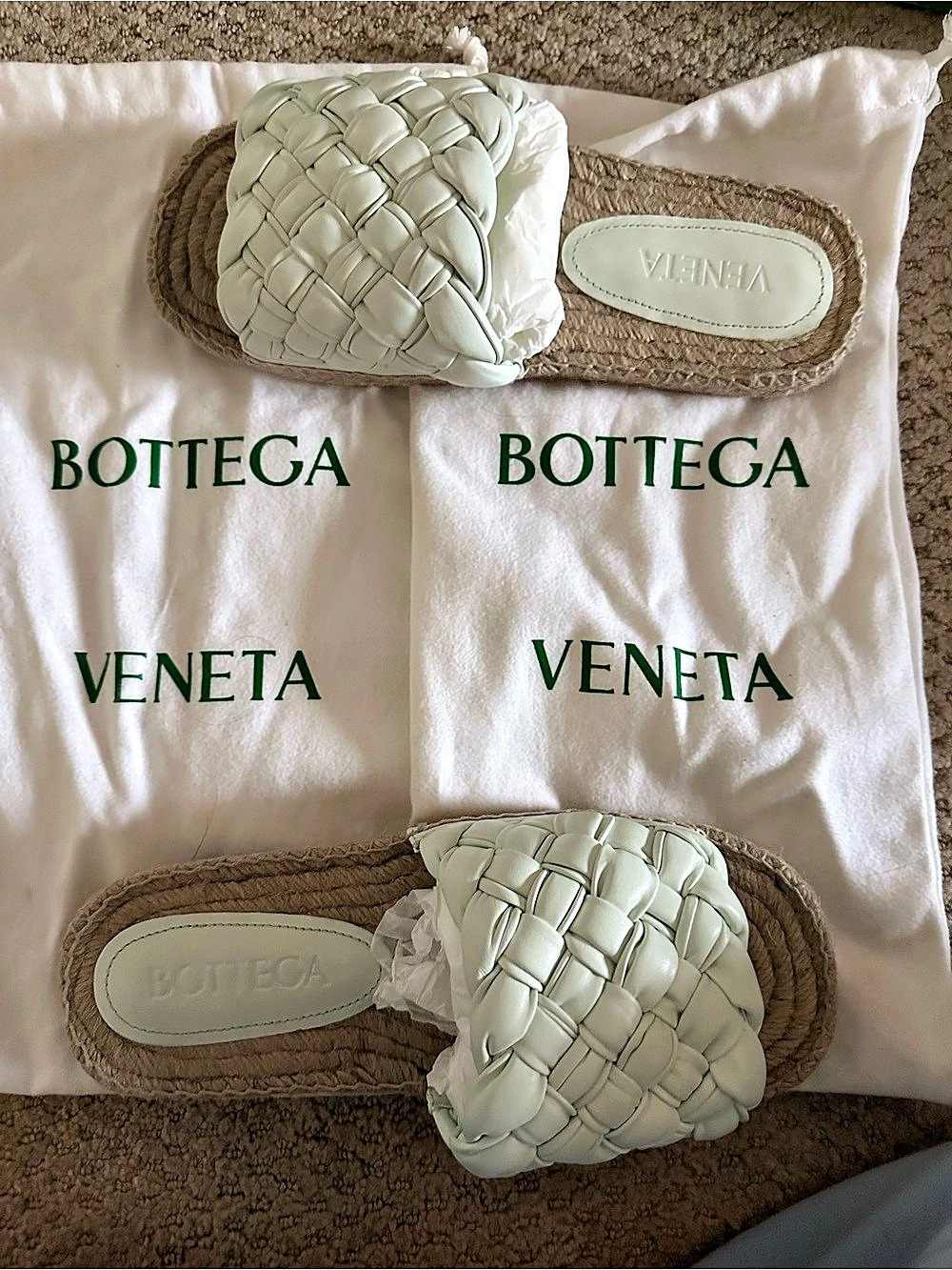 Bottega Veneta Lido Leather Woven Sandals in Glacier 10